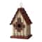 Glitzhome® Tall White & Red Distressed Wood Bird House